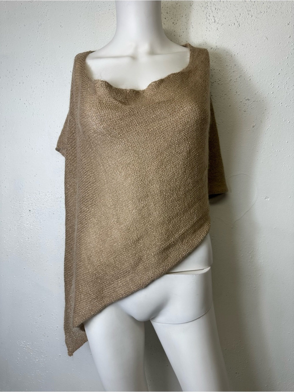 Asymmetrical Tan Knit Women's Sweater Top